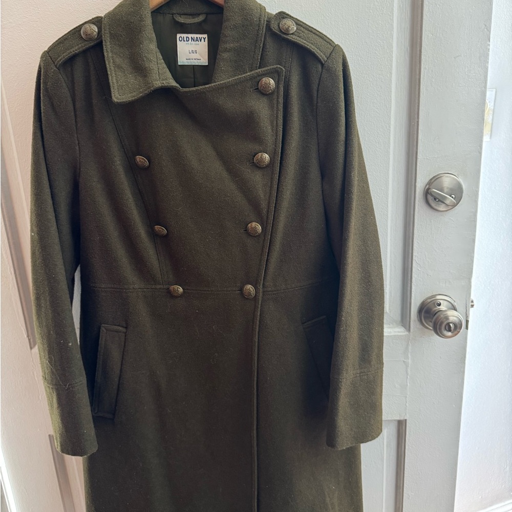 Old Navy Women's Olive Green Double-Breasted Pea Coat